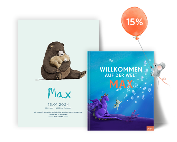 Geburtsposter und Baby-Buch