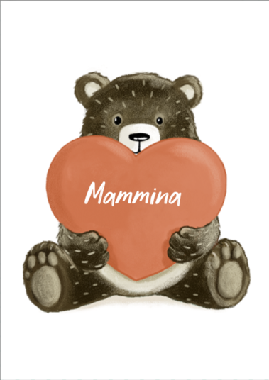 Biglietto con cuore - orso