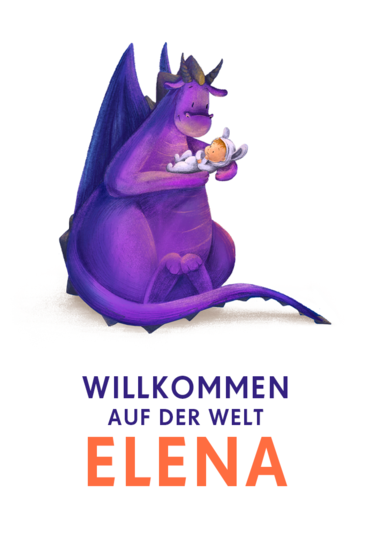 Karte „Drache mit Baby“